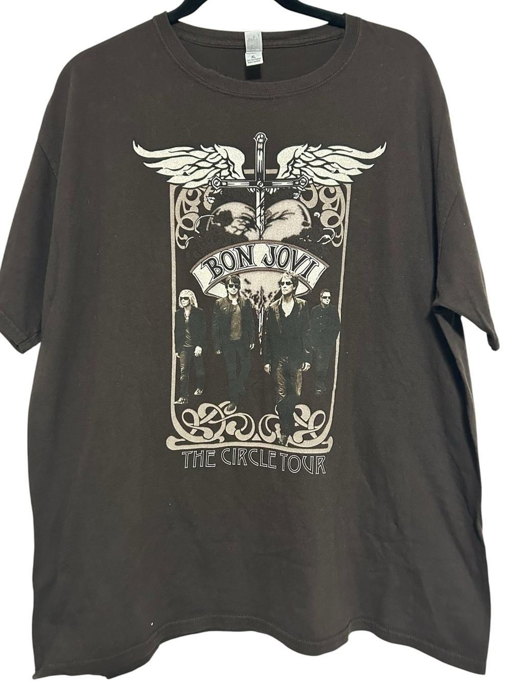 Bon Jovi Shirt The Circle Tour 2010 Concert Tee Dark Brown XL Genuine Merch